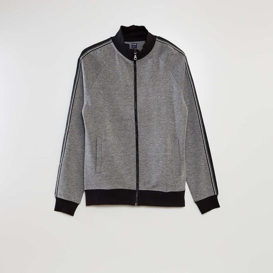 Interlock sweater with contrasting trim GREY