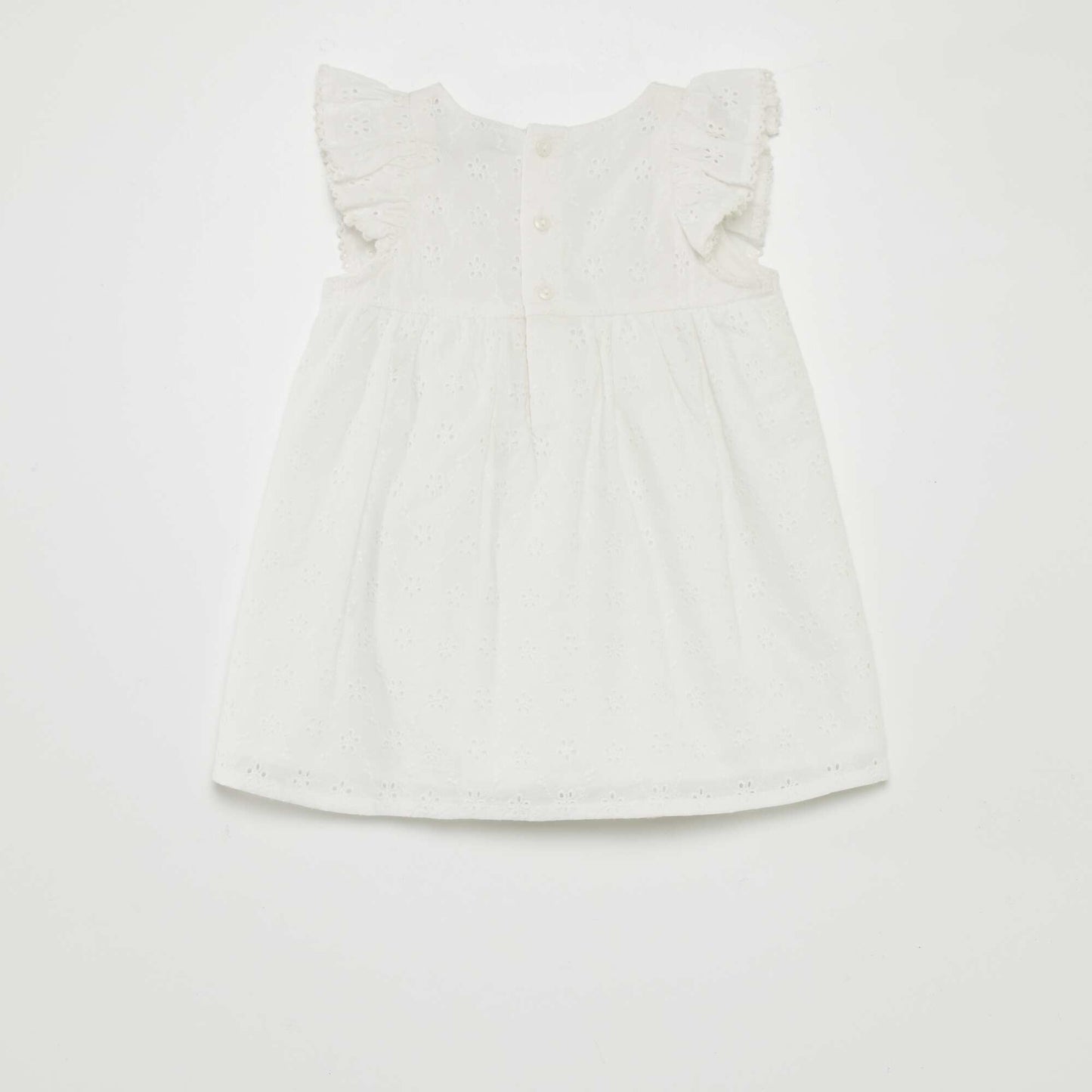 Dress with broderie anglaise and ruffle WHITE