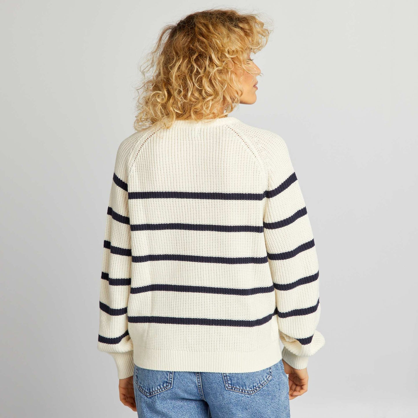 Round-neck knit jumper BEIGE