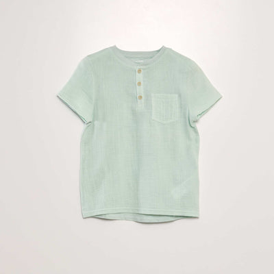 Henley collar T-shirt blue
